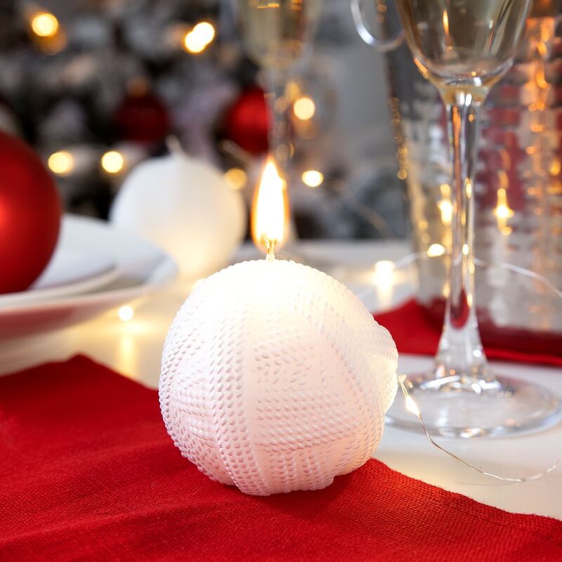 Свеча Kniteam, клубок, белый арт.19337.60