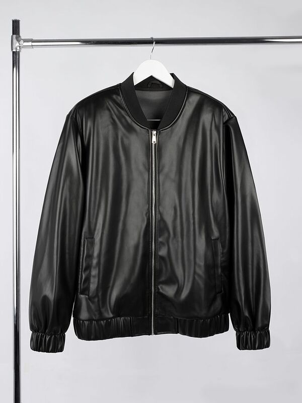 Бомбер из искусственной кожи Univer, черный арт.17402.30
