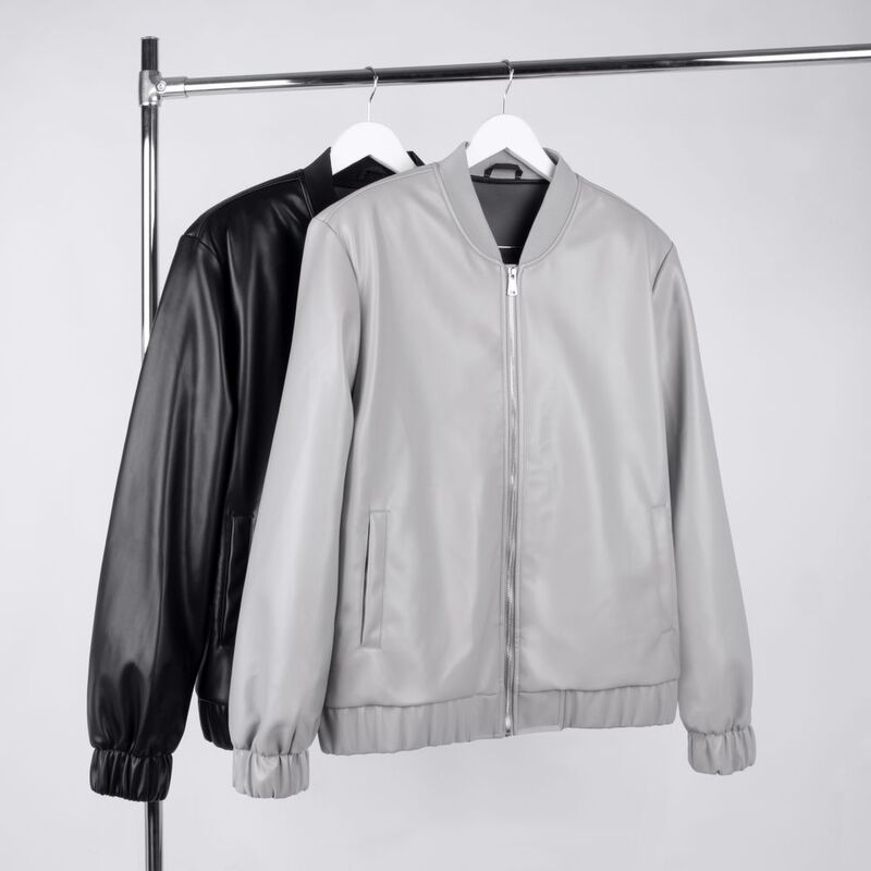 Бомбер из искусственной кожи Univer, серый арт.17402.10