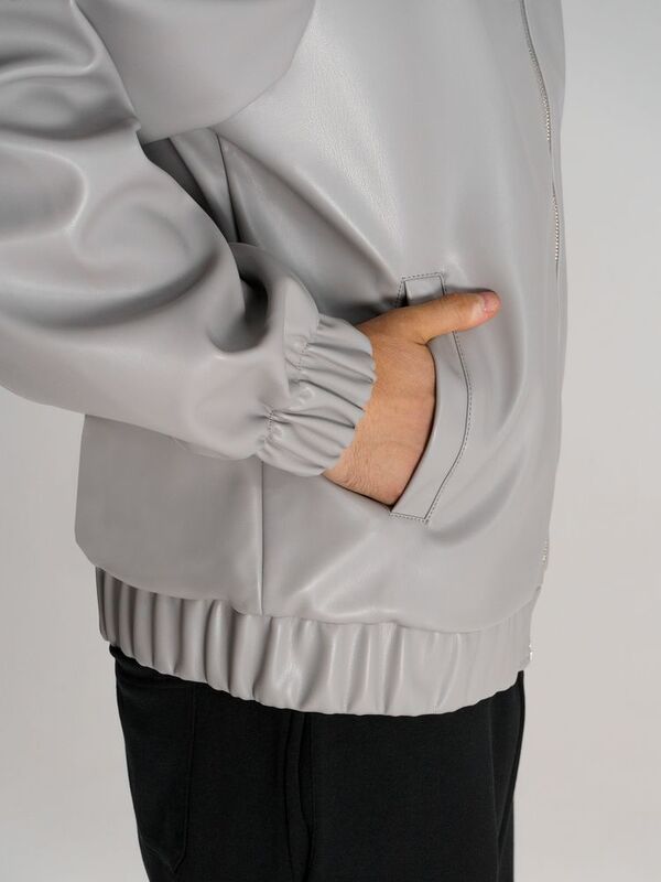 Бомбер из искусственной кожи Univer, серый арт.17402.10