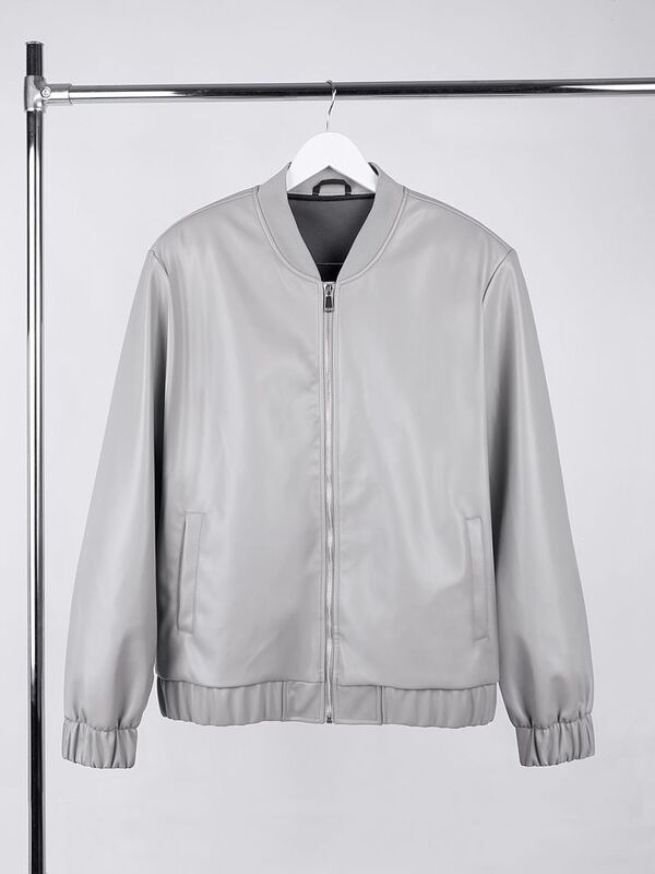 Бомбер из искусственной кожи Univer, серый арт.17402.10