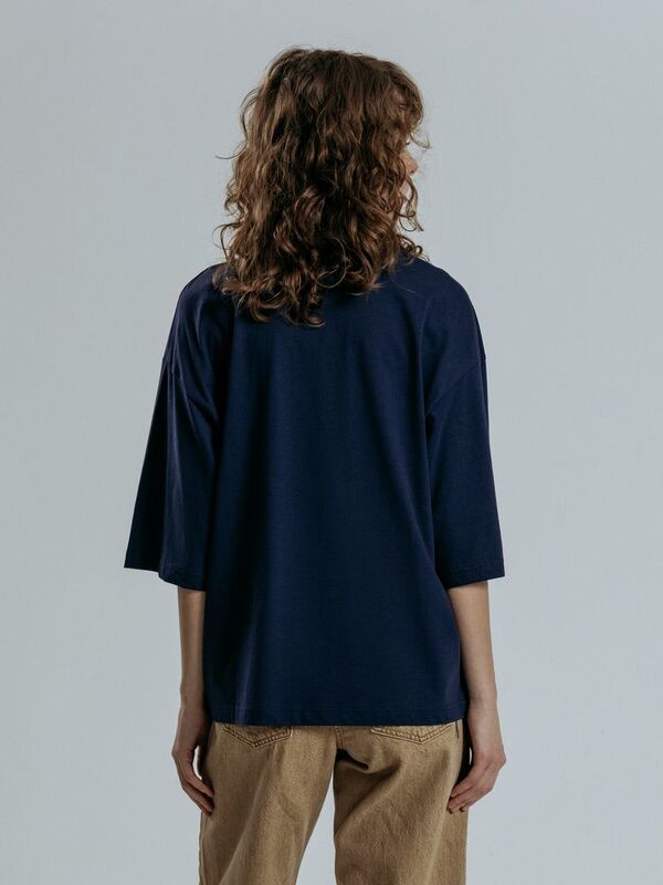 Футболка оверсайз унисекс Base Space, темно-синяя арт.16614.40