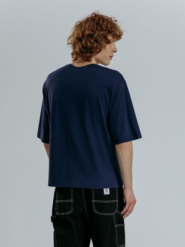 Футболка оверсайз унисекс Base Space, темно-синяя арт.16614.40