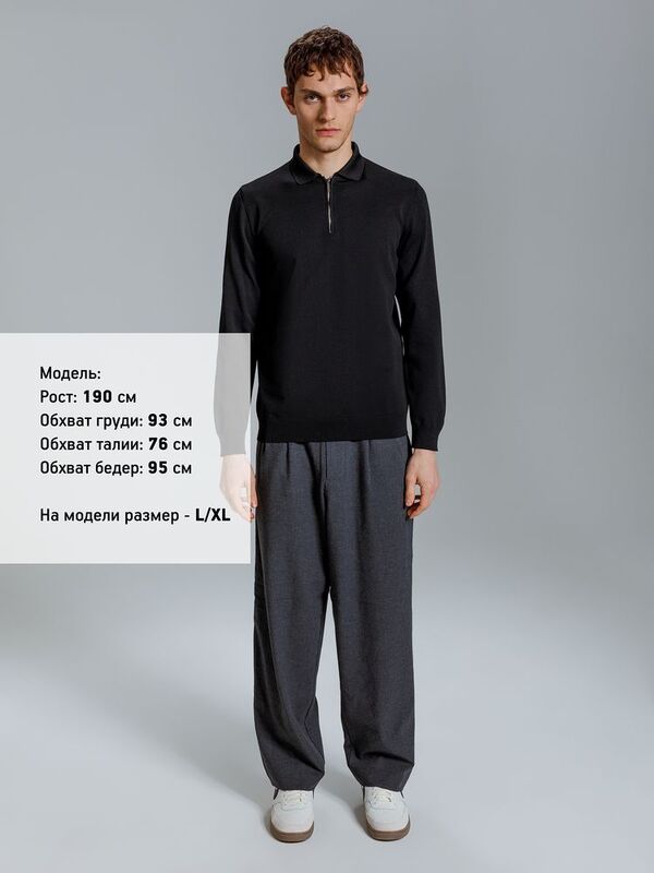 Рубашка поло мужская с длинным рукавом Terrazzo, черная арт.19098.30