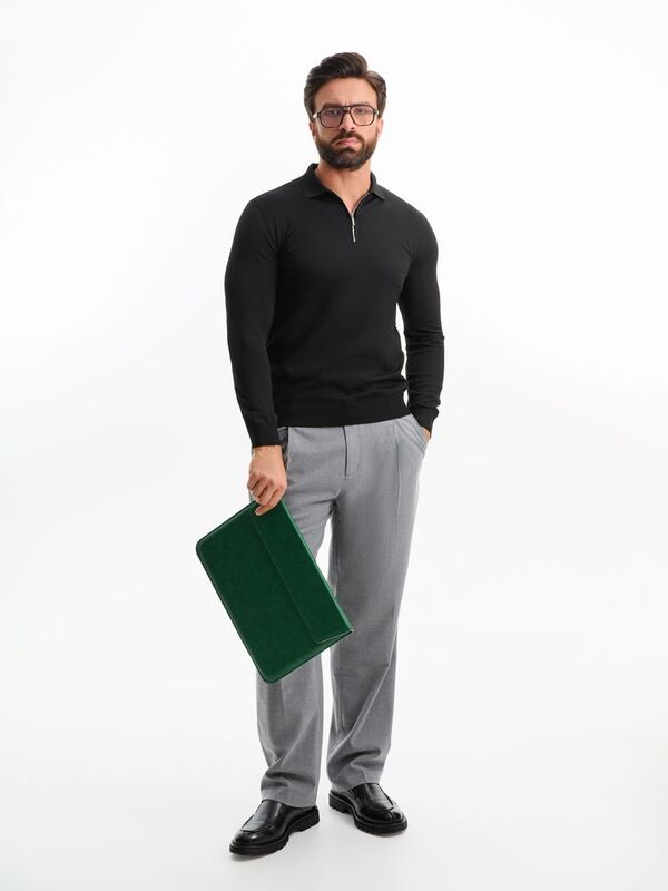 Рубашка поло мужская с длинным рукавом Terrazzo, черная арт.19098.30