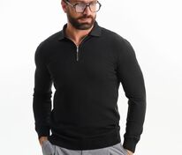 Рубашка поло мужская с длинным рукавом Terrazzo, черная арт.19098.30