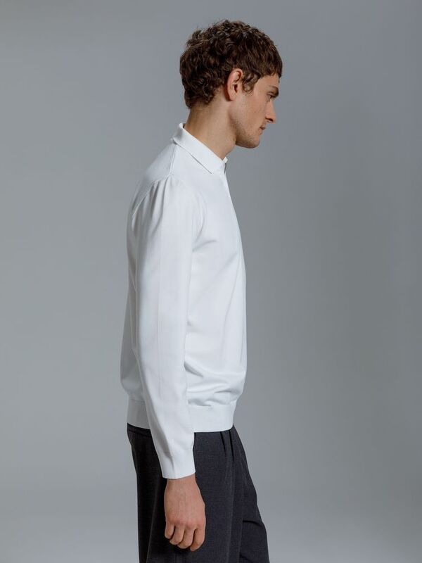 Рубашка поло мужская с длинным рукавом Terrazzo, белая арт.19098.60