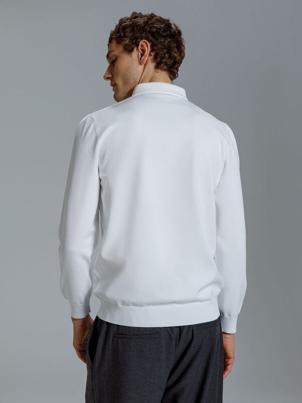 Рубашка поло мужская с длинным рукавом Terrazzo, белая арт.19098.60