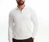 Рубашка поло мужская с длинным рукавом Terrazzo, белая арт.19098.60