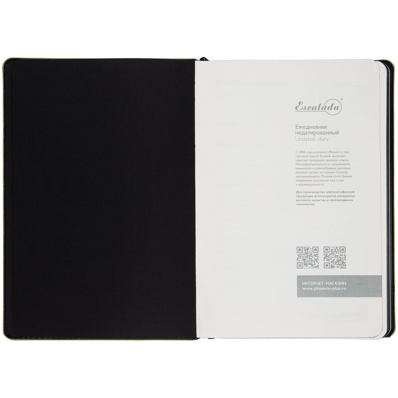 Ежедневник Alanis, недатированный, черный с зеленым арт.18299.39