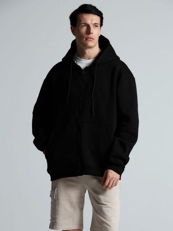 Толстовка унисекс оверсайз Zippy, черная арт.16883.30
