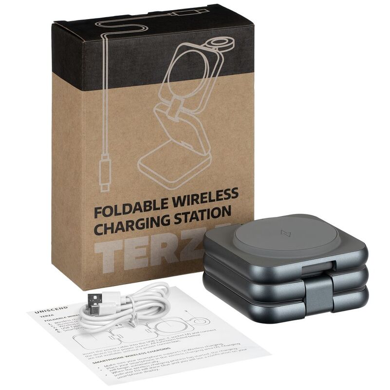 Складная станция беспроводной зарядки Terza, серебристая арт.16930.10