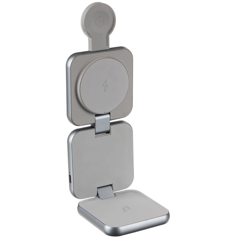 Складная станция беспроводной зарядки Terza, серебристая арт.16930.10