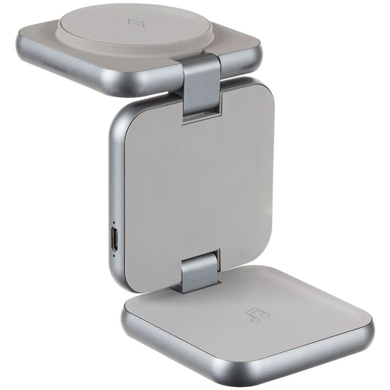 Складная станция беспроводной зарядки Terza, серебристая арт.16930.10