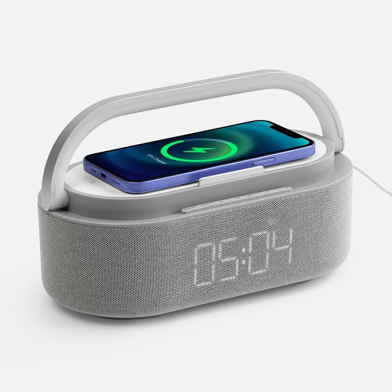 Колонка с часами и беспроводной зарядкой Veske ver.2, серая арт.16849.10