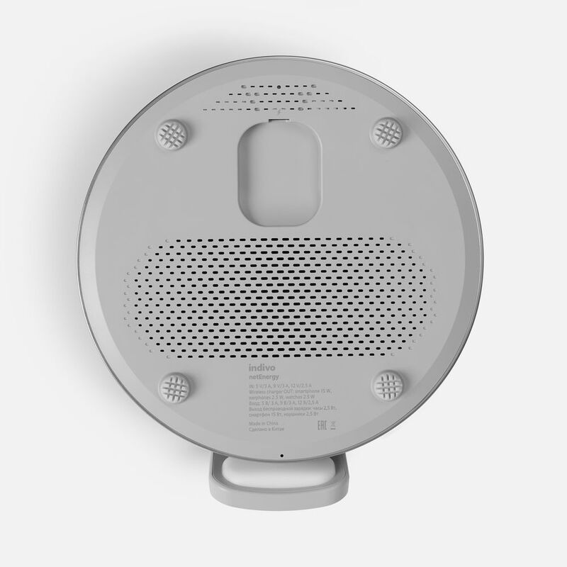 Bluetooth-колонка с беспроводной зарядкой и часами netEnergy, серая арт.16847.10
