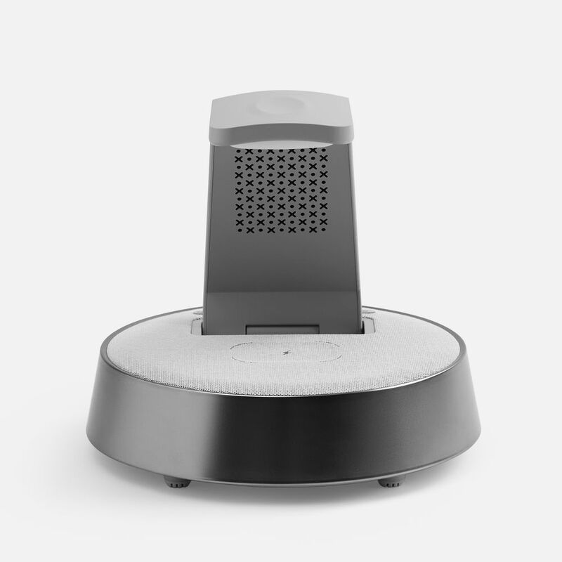 Bluetooth-колонка с беспроводной зарядкой и часами netEnergy, серая арт.16847.10