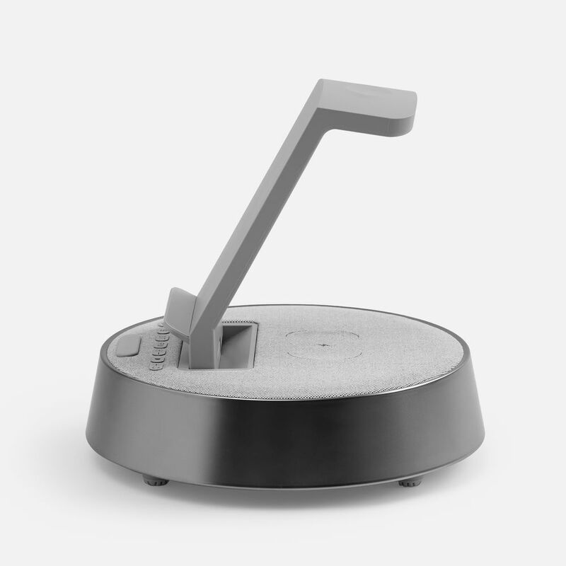 Bluetooth-колонка с беспроводной зарядкой и часами netEnergy, серая арт.16847.10