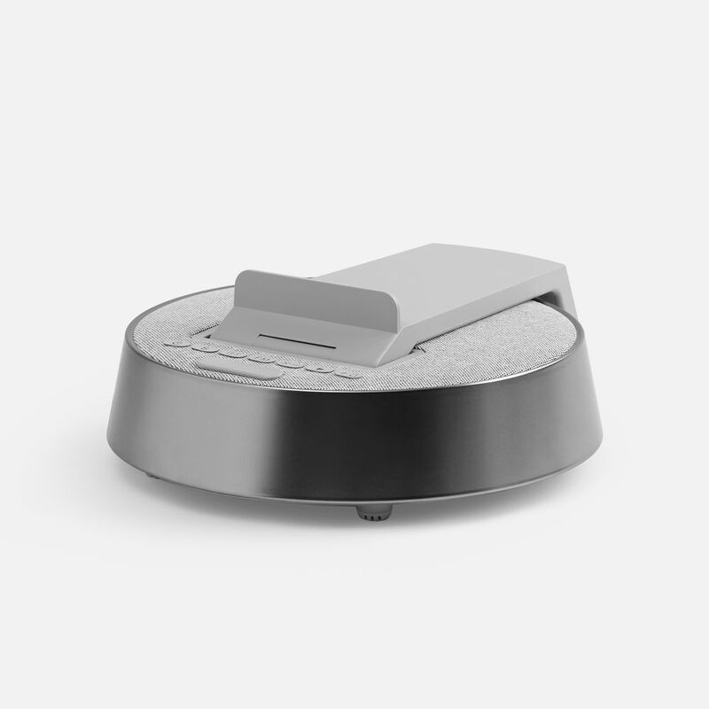 Bluetooth-колонка с беспроводной зарядкой и часами netEnergy, серая арт.16847.10