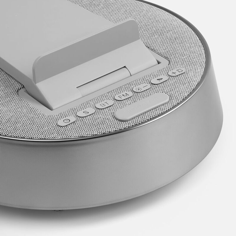 Bluetooth-колонка с беспроводной зарядкой и часами netEnergy, серая арт.16847.10