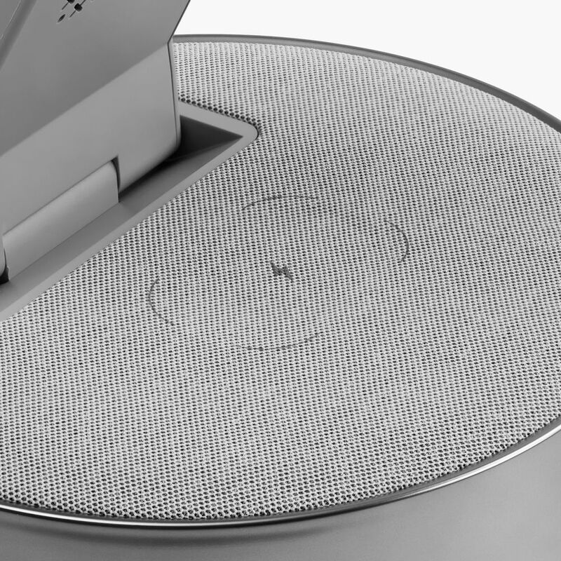 Bluetooth-колонка с беспроводной зарядкой и часами netEnergy, серая арт.16847.10