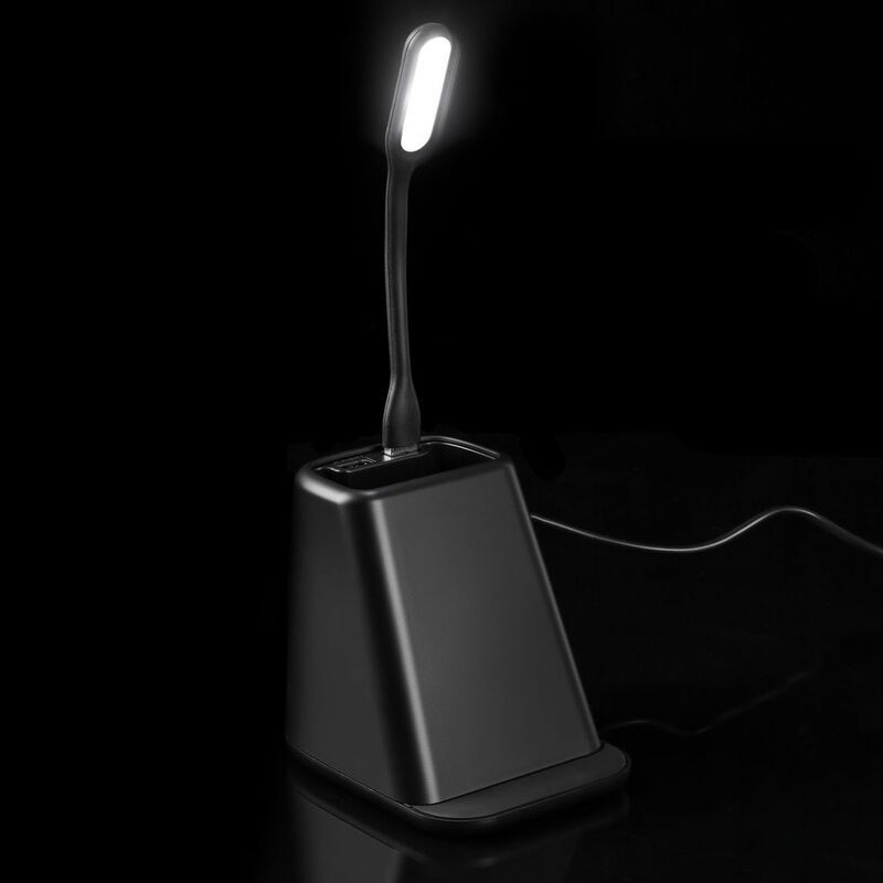 Настольный органайзер с зарядкой, лампой, вентилятором и подсветкой логотипа powerTower, черный арт.16876.30