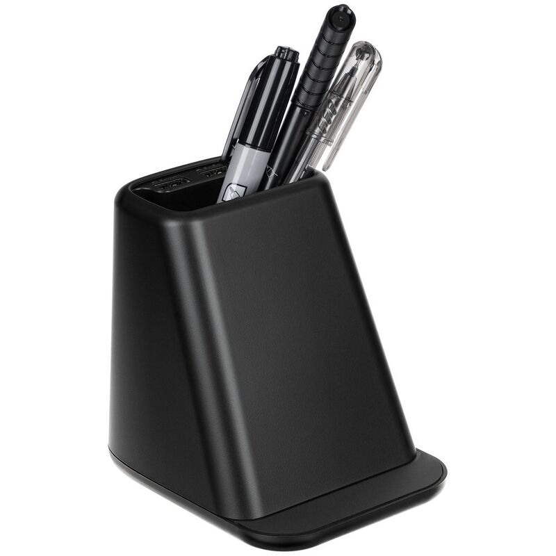 Настольный органайзер с зарядкой, лампой, вентилятором и подсветкой логотипа powerTower, черный арт.16876.30