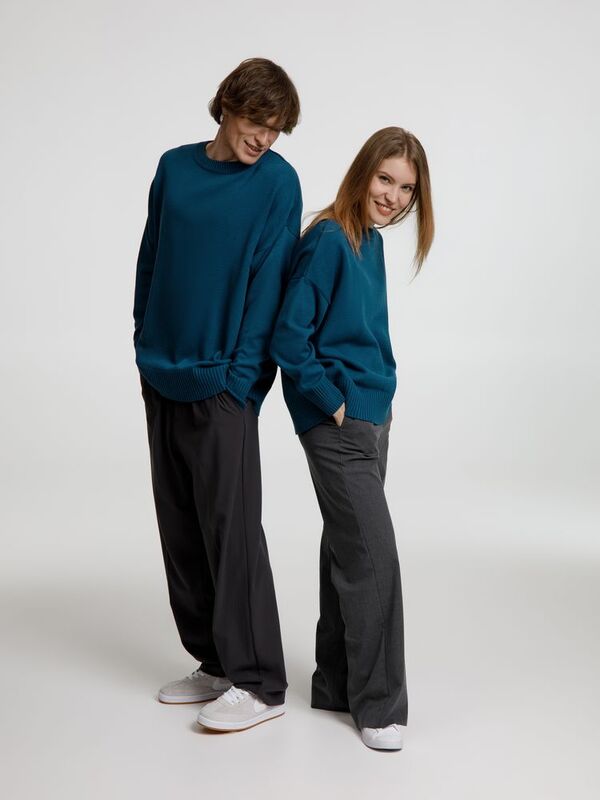 Джемпер оверсайз унисекс Stated в сумке, синий (морская волна) арт.16760.79