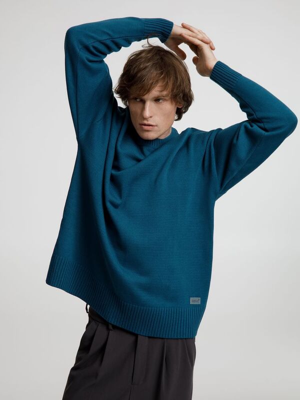 Джемпер оверсайз унисекс Stated в сумке, синий (морская волна) арт.16760.79