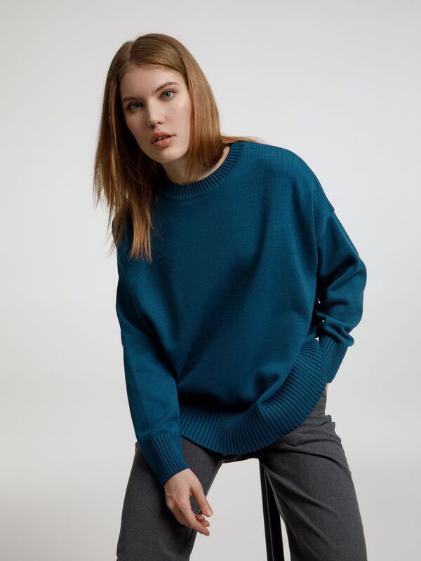 Джемпер оверсайз унисекс Stated в сумке, синий (морская волна) арт.16760.79