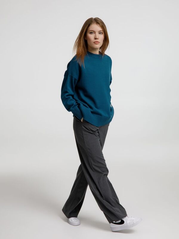 Джемпер оверсайз унисекс Stated в сумке, синий (морская волна) арт.16760.79