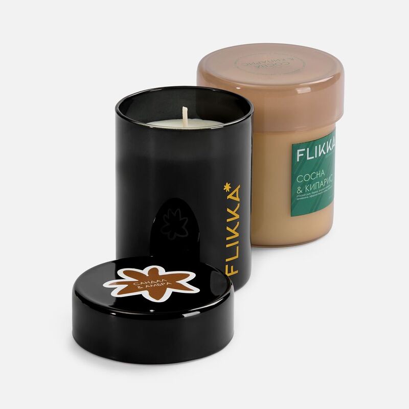Ароматическая свеча Flikka, сандал и амбра, черная арт.17352.30