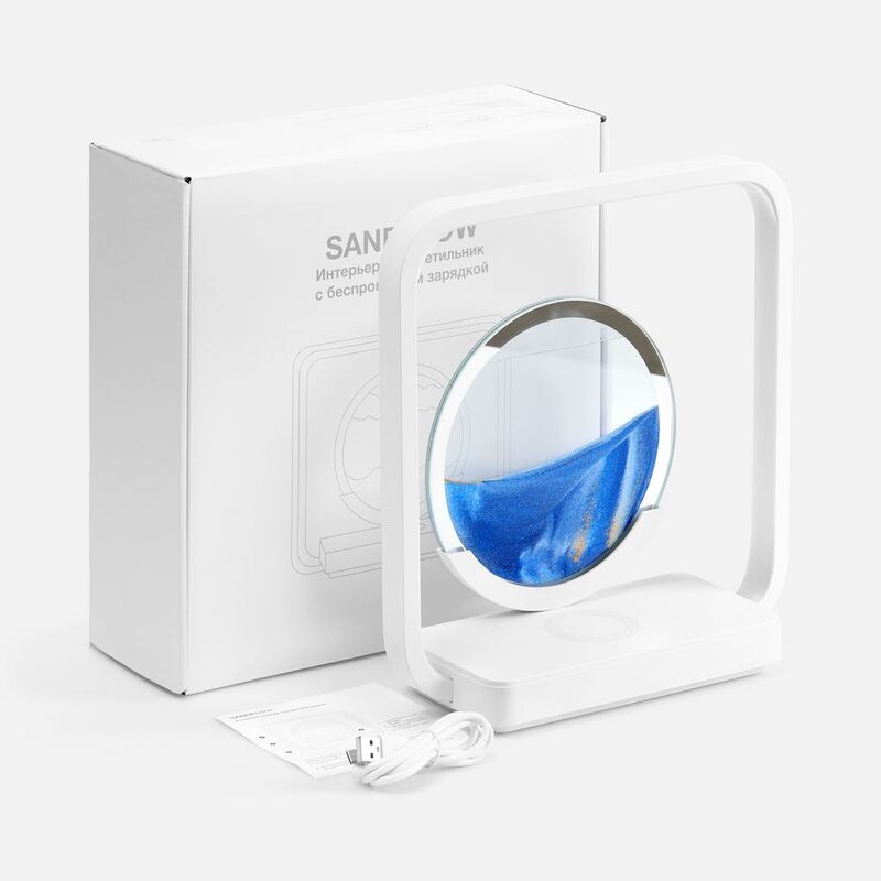 Интерьерный светильник с беспроводной зарядкой Sandflow, белый арт.17279.60