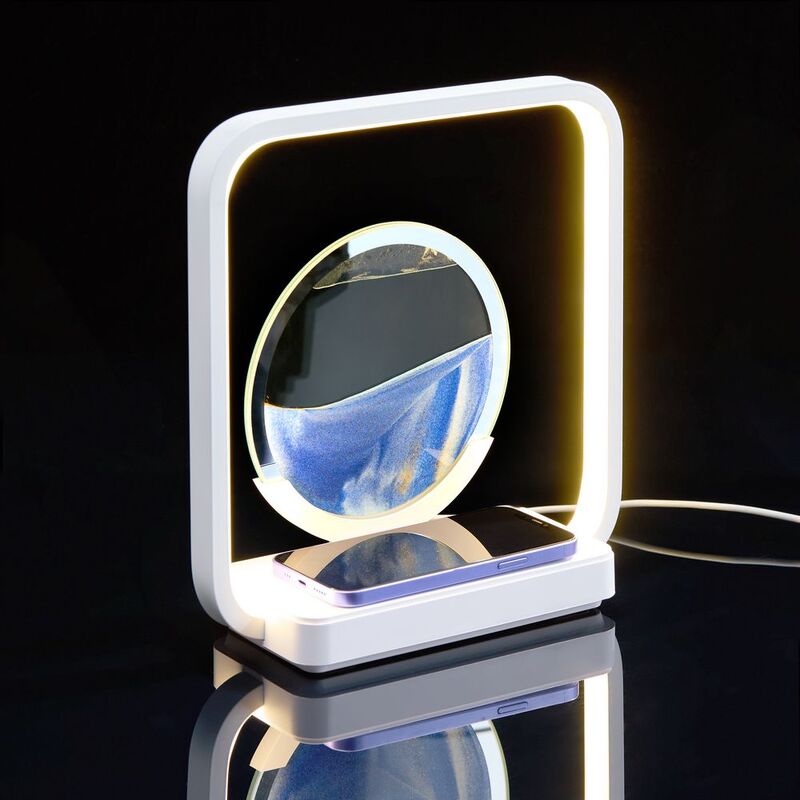 Интерьерный светильник с беспроводной зарядкой Sandflow, белый арт.17279.60