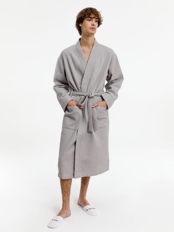 Халат вафельный Kimono, светло-серый арт.17267.13