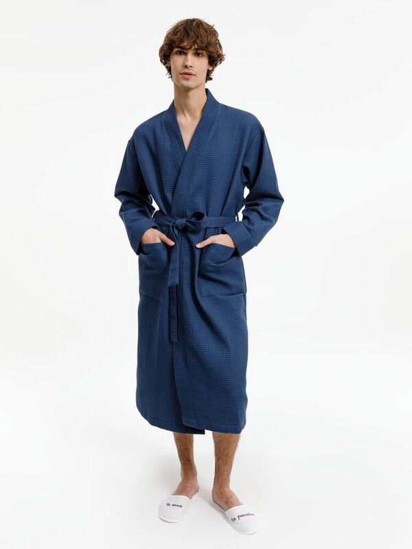 Халат вафельный Kimono, темно-синий арт.17267.44