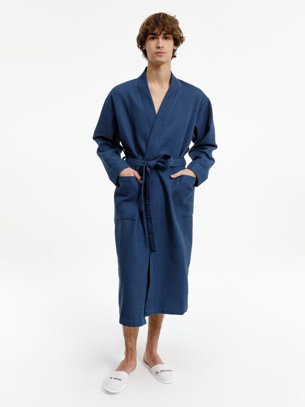 Халат вафельный Kimono, темно-синий арт.17267.44