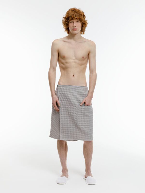 Килт вафельный мужской Onsen, светло-серый, единый размер арт.17348.13