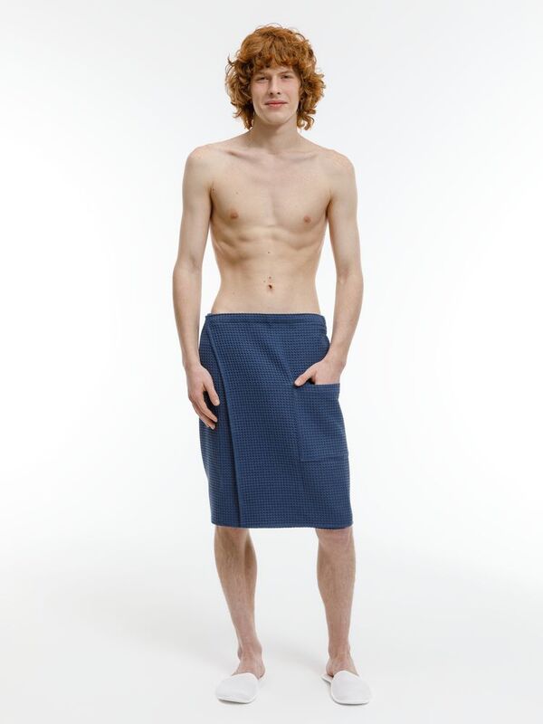 Килт вафельный мужской Onsen, темно-синий, единый размер арт.17348.44