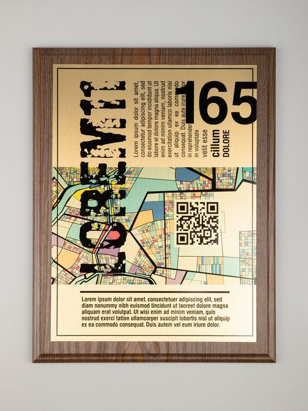 Плакетка Plaque XL, венге с золотистой пластиной арт.20456.00