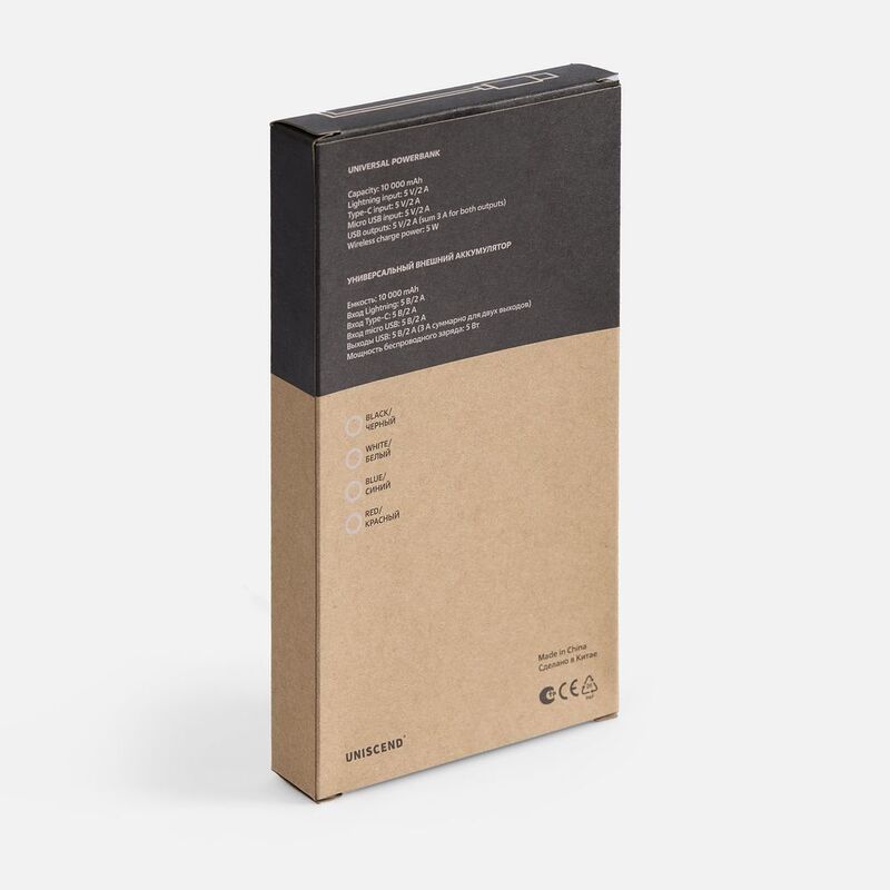 Аккумулятор с беспроводной зарядкой All Day Wireless 10000 мАч, синий арт.27678.40