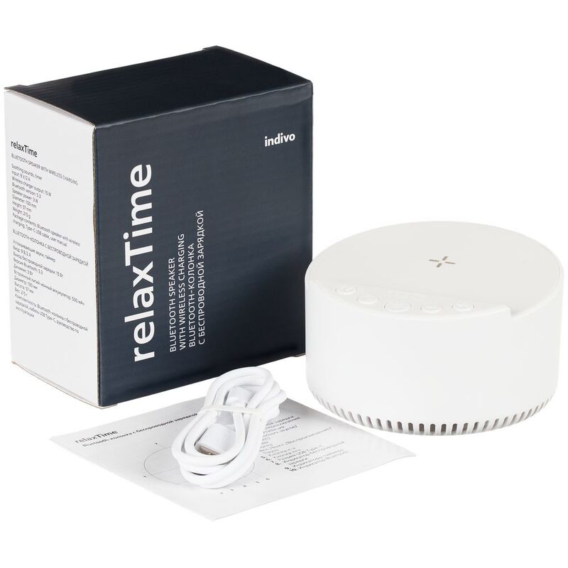 Bluetooth-колонка с беспроводной зарядкой relaxTime, белая арт.17359.60