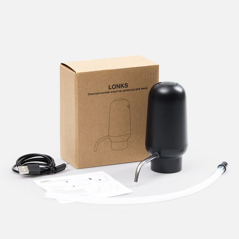 Электрический аэратор-дозатор для вина Lonks, черный арт.19306.30