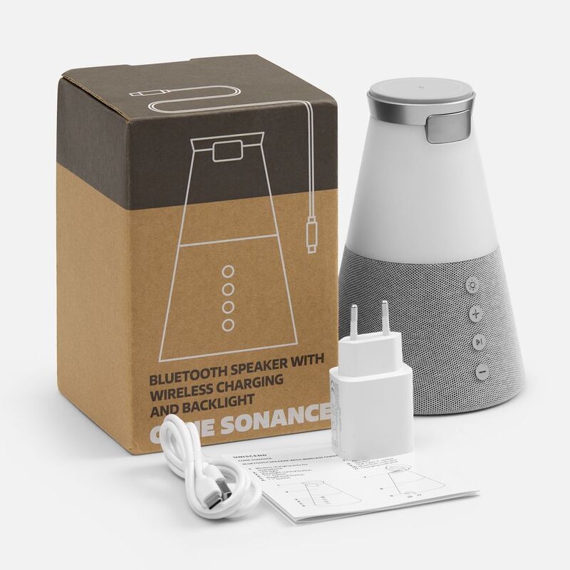 Bluetooth-колонка с беспроводной зарядкой и подсветкой Cone Sonance, серая арт.17573.10