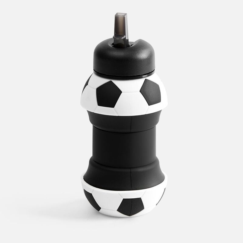 Складная бутылка для воды Football Flex, белая с черным арт.17492.63