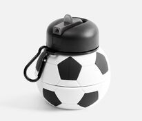 Складная бутылка для воды Football Flex, белая с черным арт.17492.63