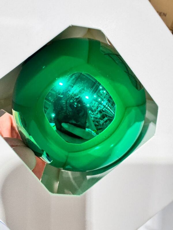 Оформительский шар Finery, 8 см, глянцевый зеленый арт.17678.90