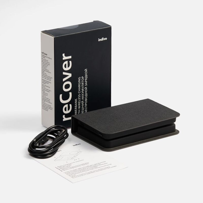 Внешний аккумулятор с беспроводной зарядкой reCover 8000 мАч, черный арт.17383.30