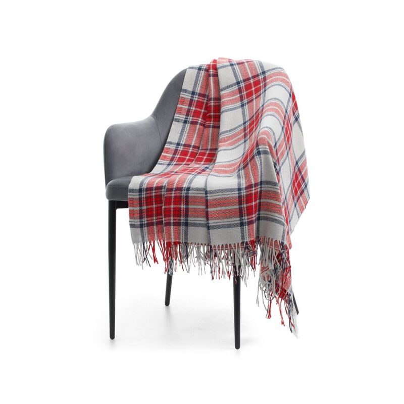 Плед &laquo;Валдай&raquo;, бежевый с красным и синим арт.17852.05