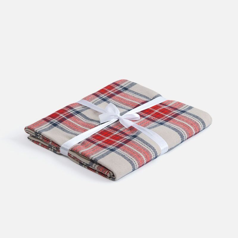 Плед &laquo;Валдай&raquo;, бежевый с красным и синим арт.17852.05